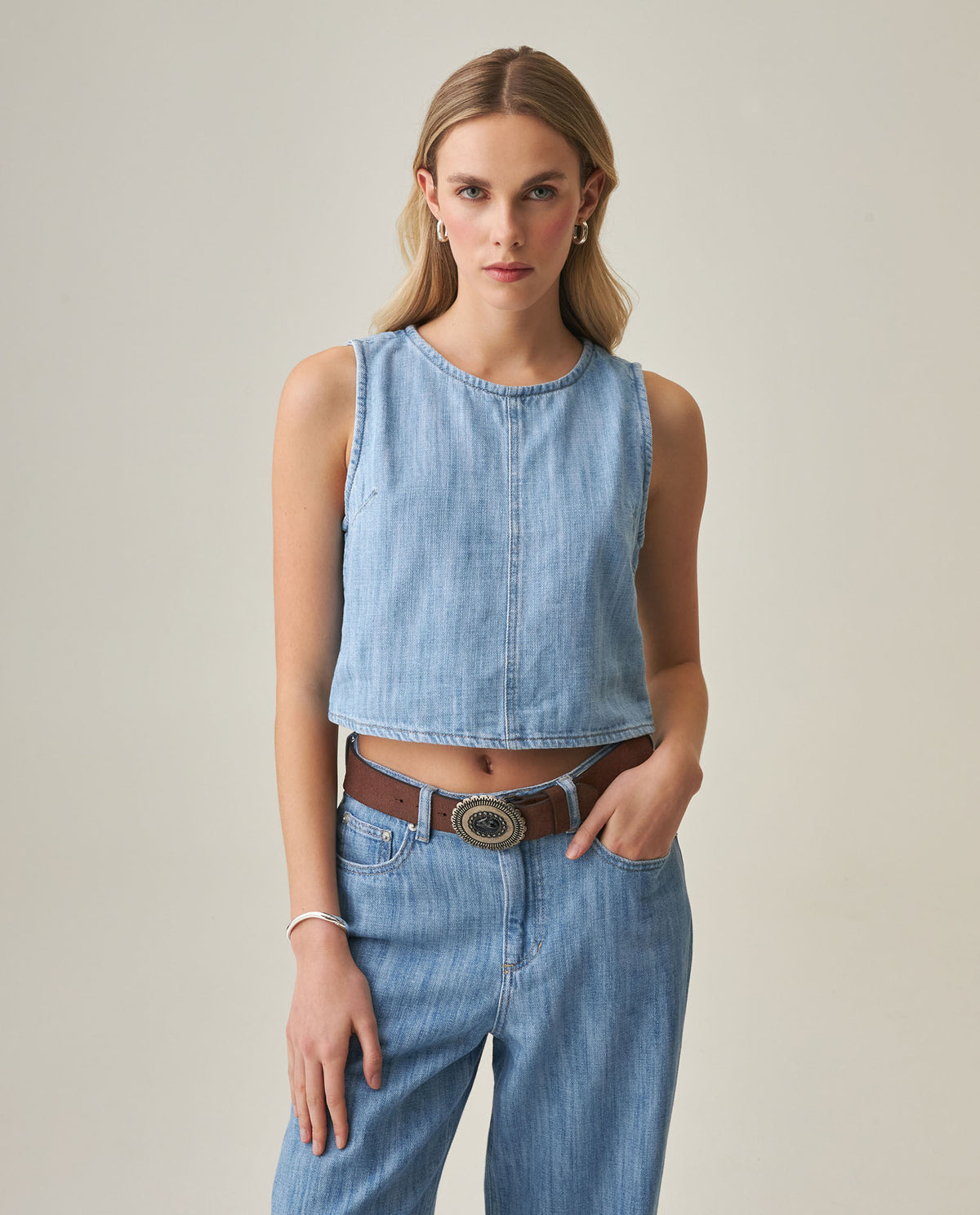 Women´s Cropped Denim Top - Blue 63_462H000_AZU154020_0