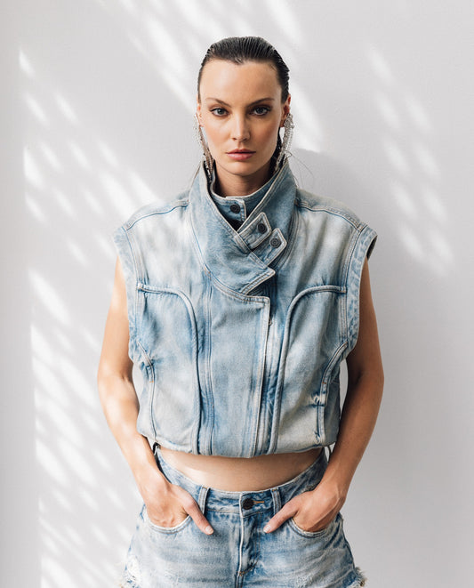 Womens Cropped Denim Vest - Special Collection - Blue 63_462H200_AZU194052_0