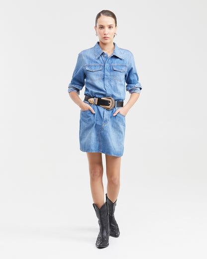 LONG SLEEVE DENIM DRESS