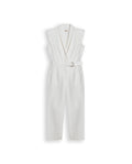 Womens Jumpsuit Sleeveless Crossover Tuxedo Collar Cotton Raw Ivory - Raw 63_471H100_CRU134403_3