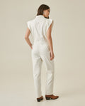 Womens Jumpsuit Sleeveless Crossover Tuxedo Collar Cotton Raw Ivory - Raw 63_471H100_CRU134403_6