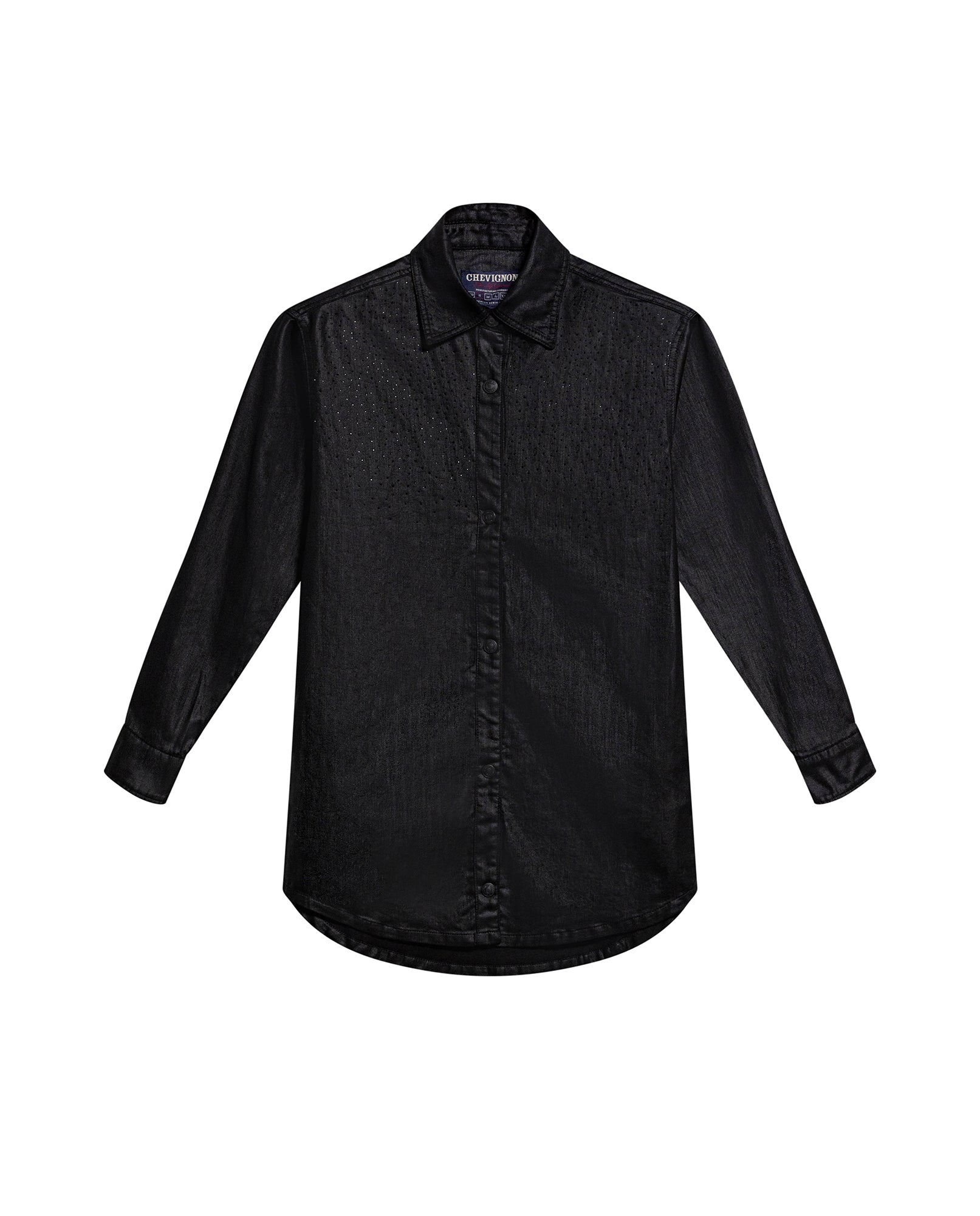 Women's Stone Print Black Denim Shirt Dress in Cotton, Splarkle 479G000 - 2