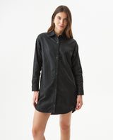 Women's Stone Print Black Denim Shirt Dress in Cotton, Splarkle 479G000 - 1