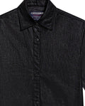 Women's Stone Print Black Denim Shirt Dress in Cotton, Splarkle 479G000 - 7