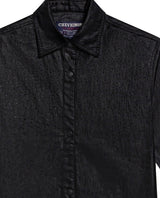 Women's Stone Print Black Denim Shirt Dress in Cotton, Splarkle 479G000 - 7