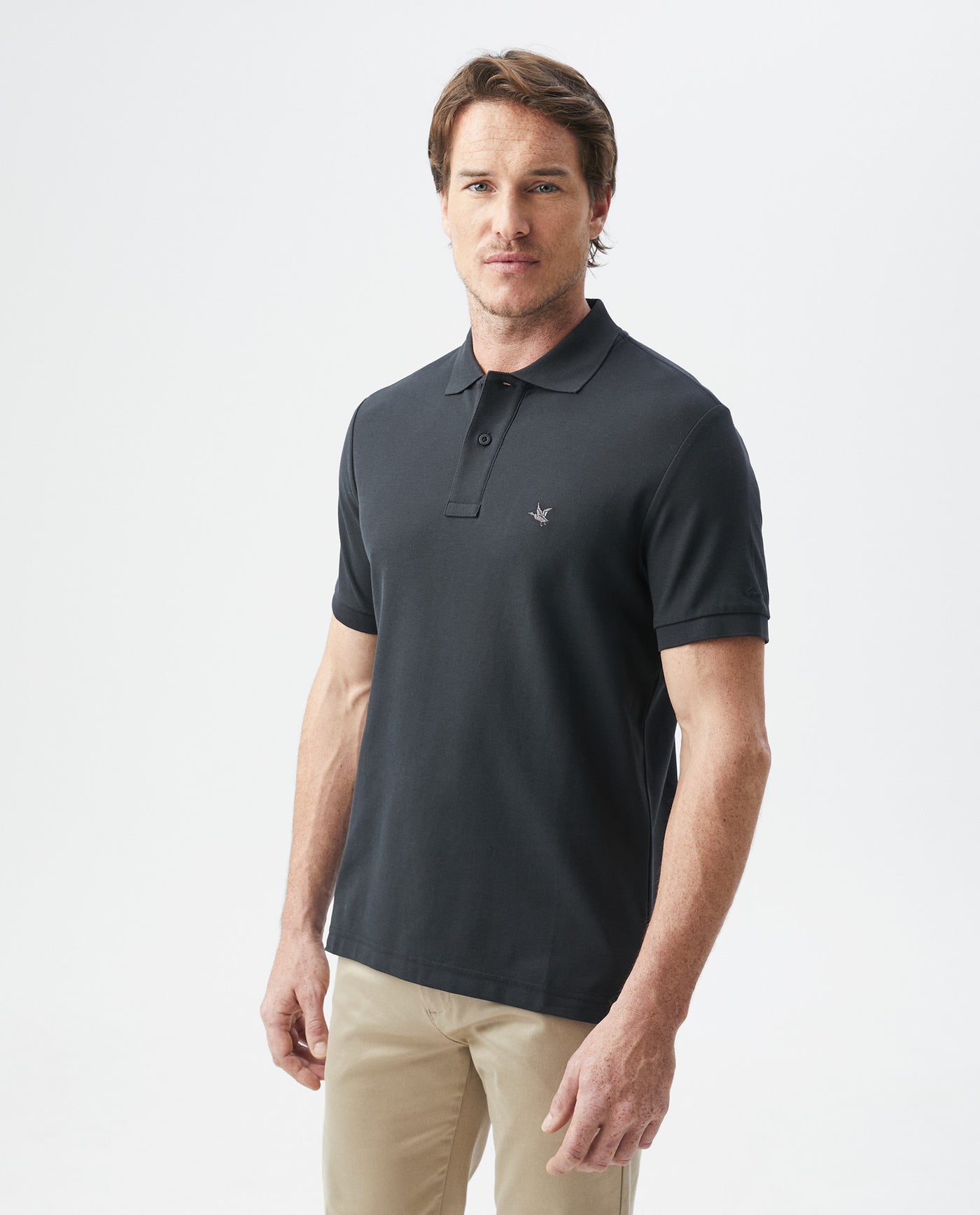 Mens Slim Fit Short Sleeve Polo Shirt in Cotton - Black 63_600A000_090000_0