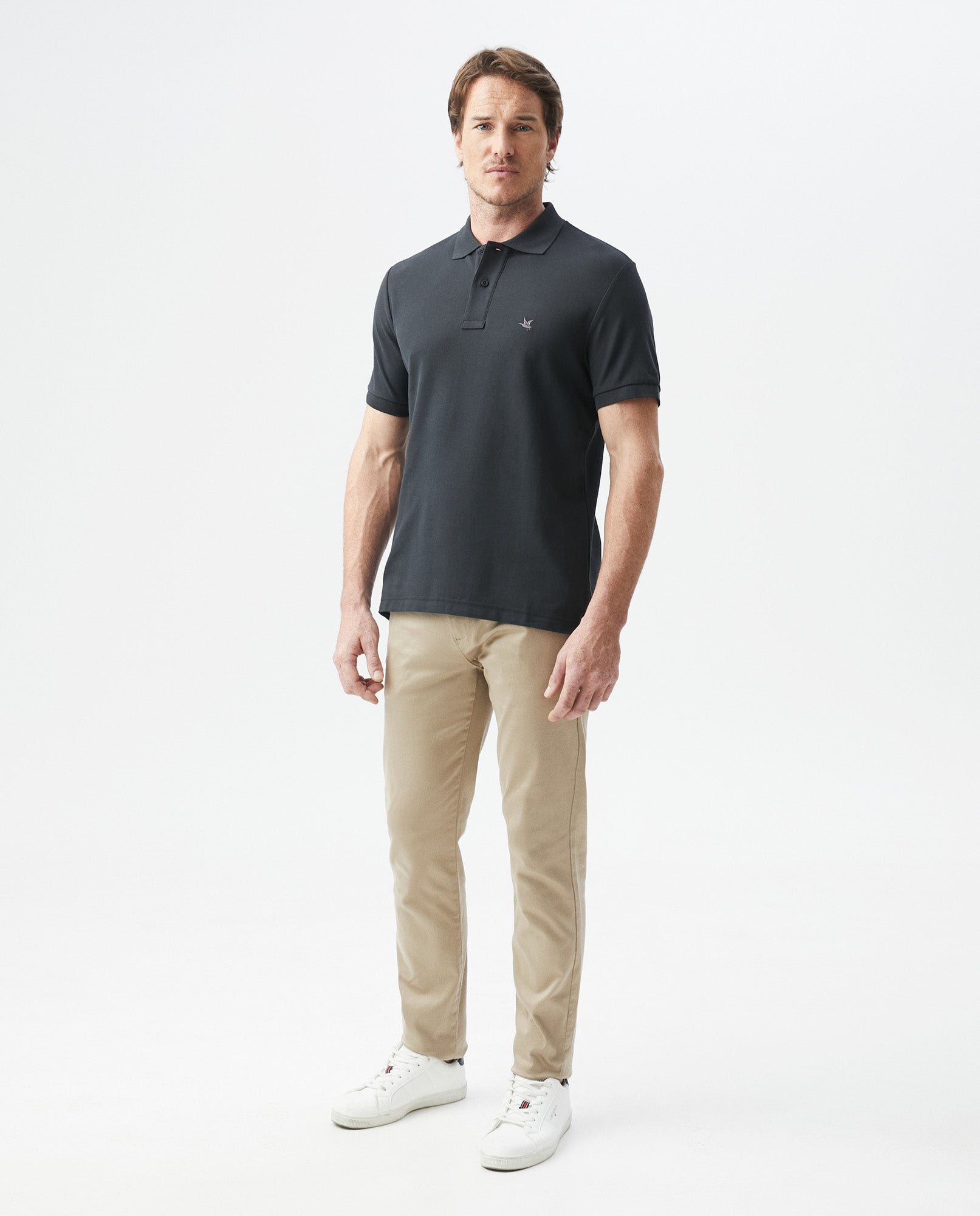 Mens Slim Fit Short Sleeve Polo Shirt in Cotton - Black 63_600A000_090000_3