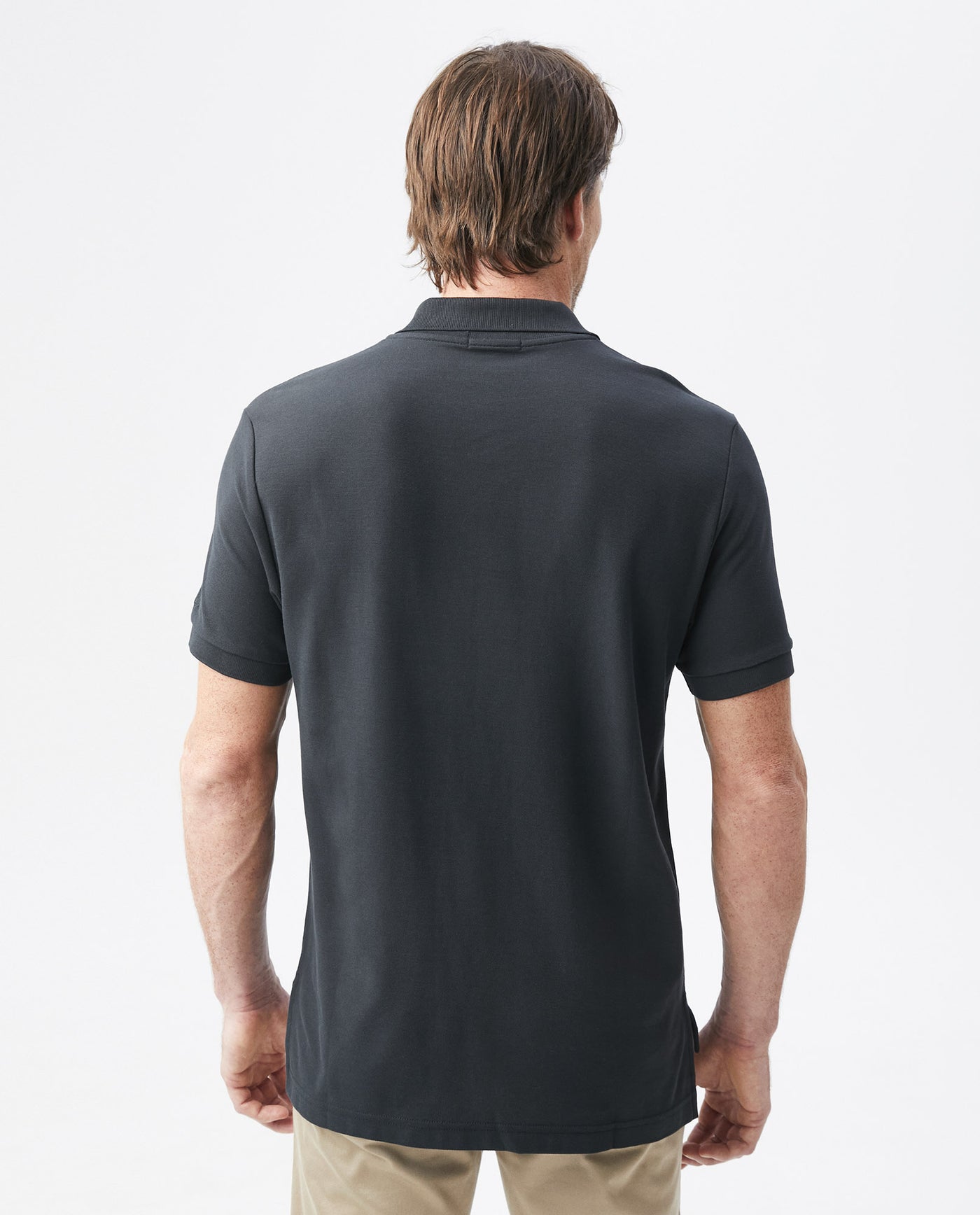 Mens Slim Fit Short Sleeve Polo Shirt in Cotton - Black 63_600A000_NEG194007_5