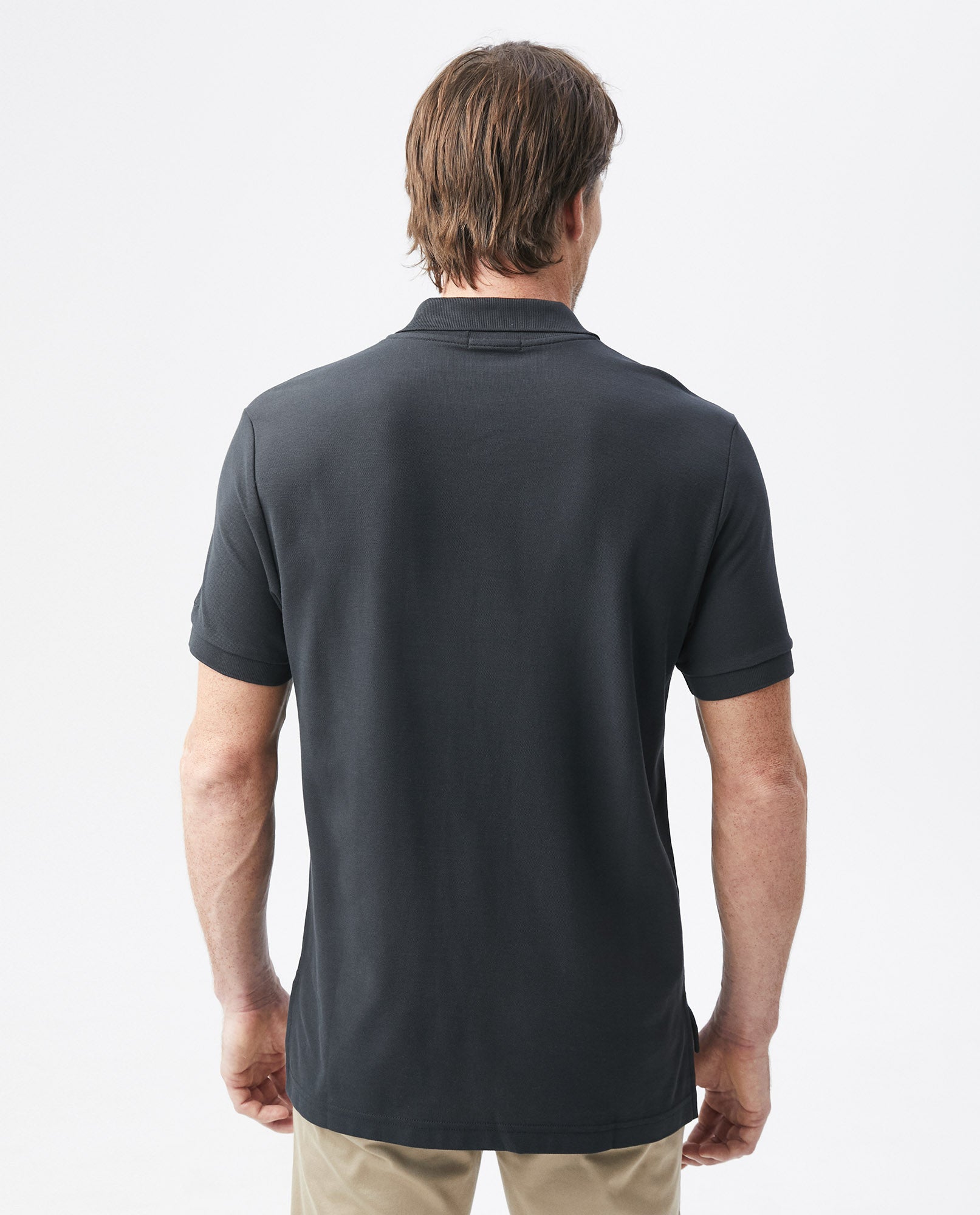 Mens Slim Fit Short Sleeve Polo Shirt in Cotton - Black 63_600A000_NEG194007_5