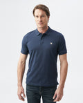 Mens Slim Fit Short Sleeve Polo Shirt in Cotton Stretch Blend - Blue 63_600B001_021300_0