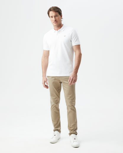 SLIM FIT COTTON ICONIC POLO IN WHITE