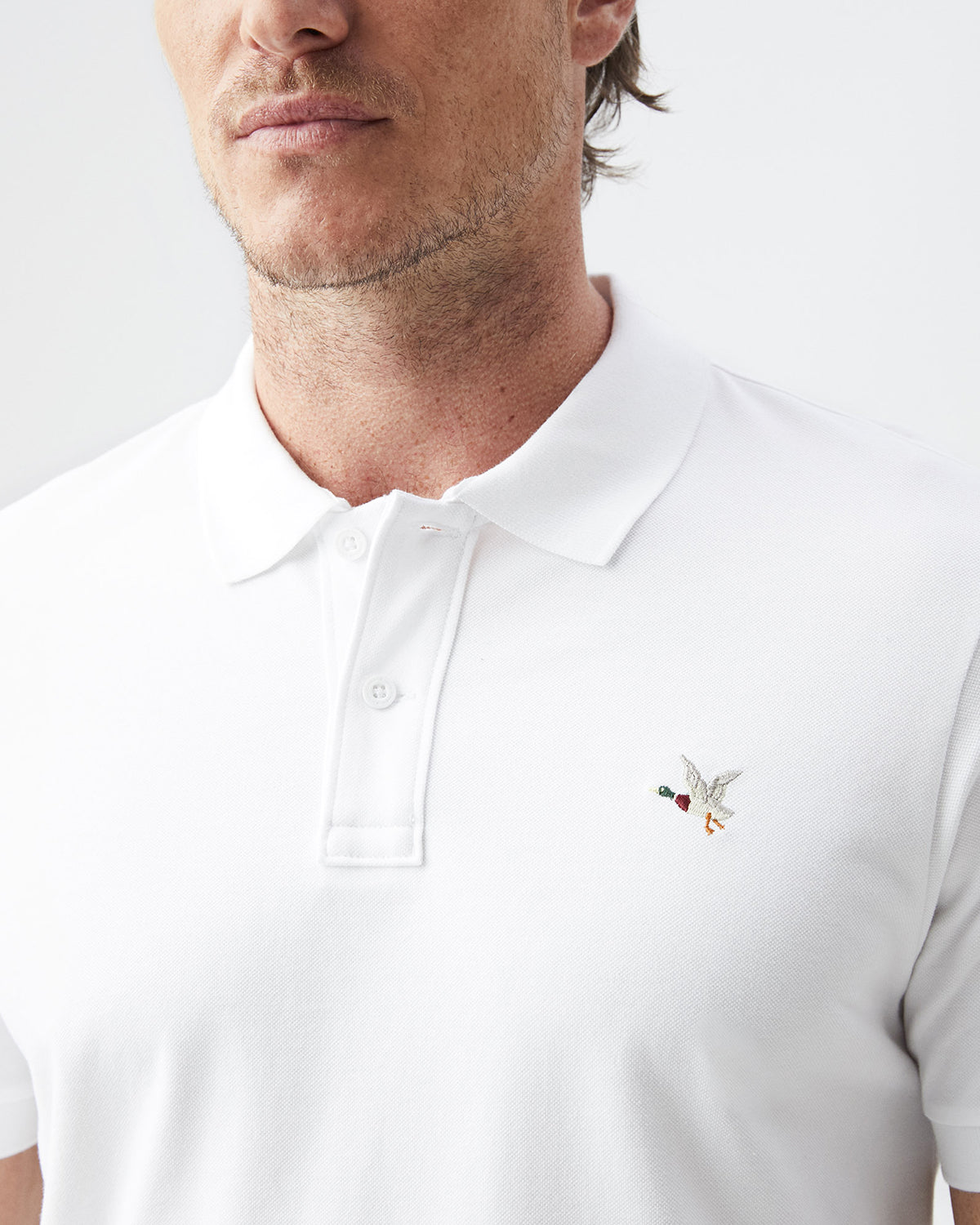 SLIM FIT COTTON ICONIC POLO IN WHITE