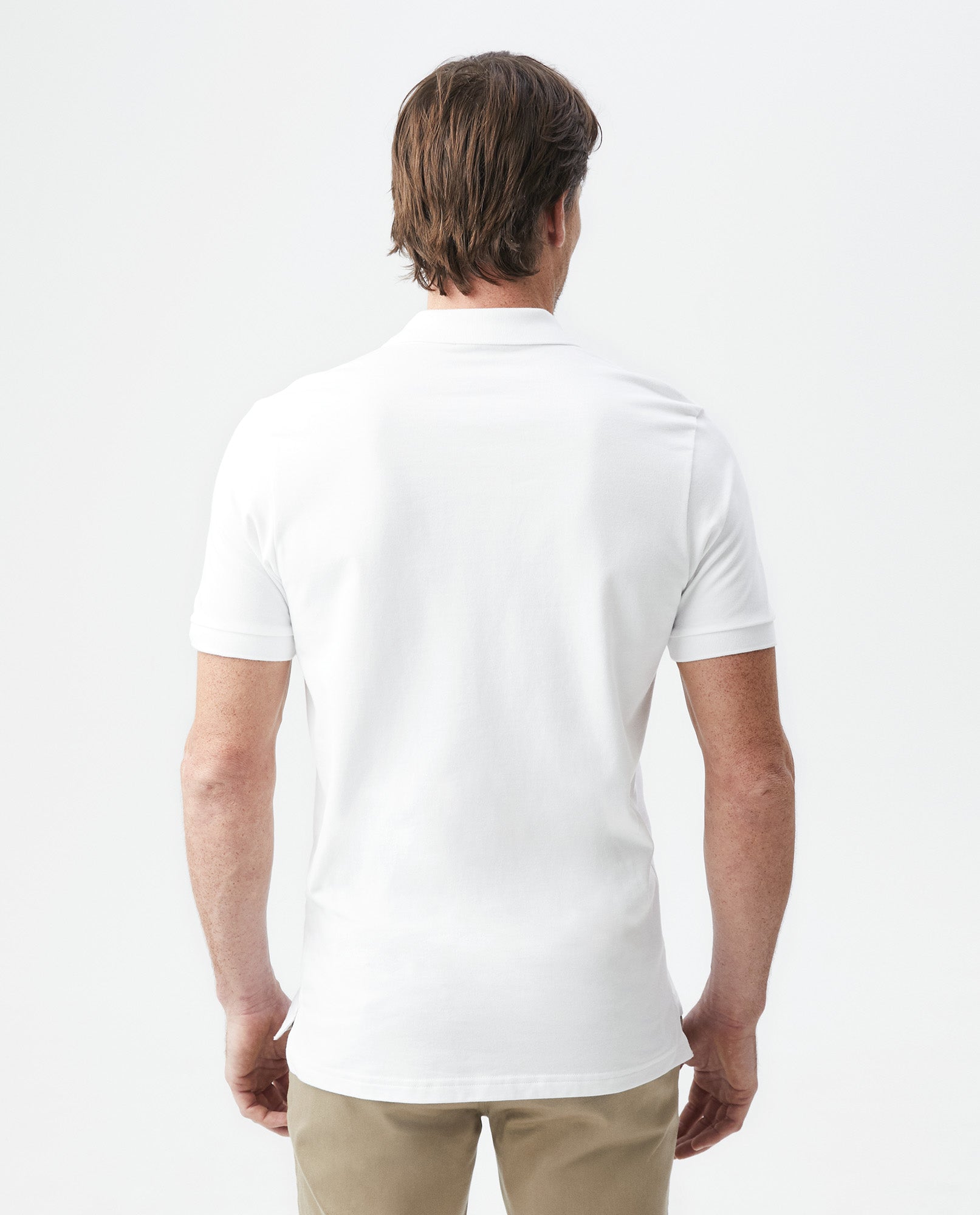 Mens Slim Fit Short Sleeve Polo Shirt in Cotton Stretch Blend - White 63_600B001_030000_5