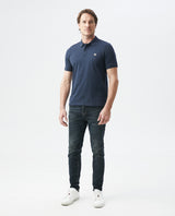 Mens Slim Fit Short Sleeve Polo Shirt in Cotton Stretch Blend - Blue 63_600B001_AZU194024_3