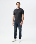 Mens Slim Fit Short Sleeve Polo Shirt in Cotton Stretch Blend - Black 63_600B001_NEG194007_3