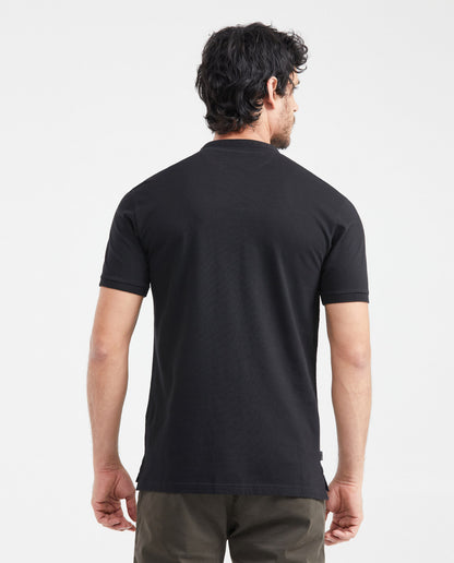 Men's Polo Shirt, Short Sleeve, Cotton - Black - 3