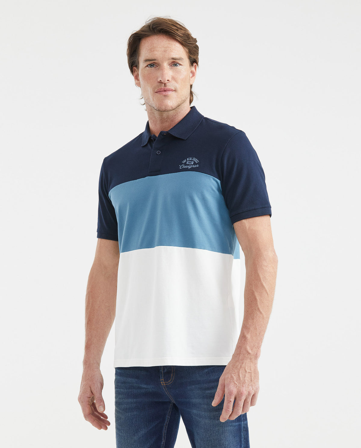 Men's Polo Shirt Classic Fit Gradient Color Blocks - Blue – Chevignon US