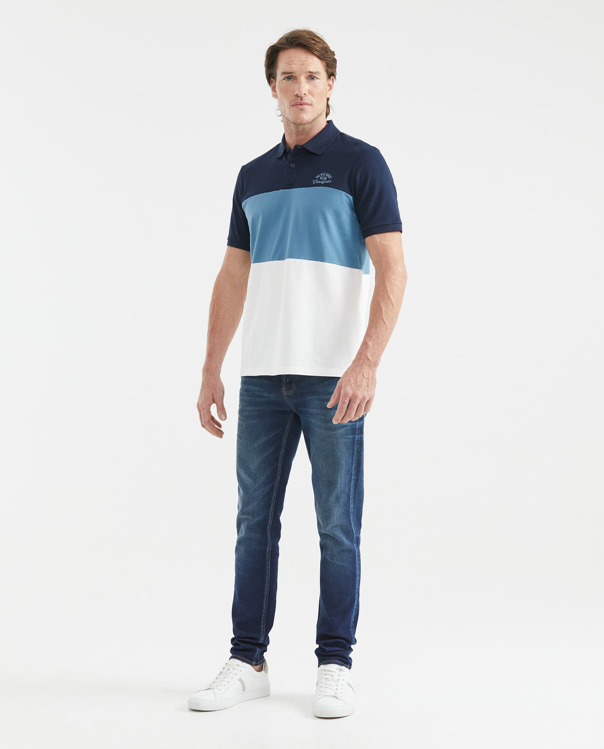 Men's Polo Shirt Classic Fit Gradient Color Blocks - Blue – Chevignon US
