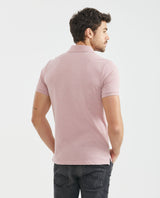 Men's Polo Shirt, Slim Fit Short Sleeve - Heathered Effect - Pink 601F007 - 4
