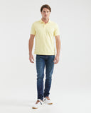 SLIM FIT WHITE STRIPED COLLAR POLO IN YELLOW