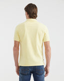 SLIM FIT WHITE STRIPED COLLAR POLO IN YELLOW