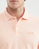 SLIM FIT WHITE STRIPED COLLAR POLO IN LIGHT ORANGE