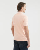 SLIM FIT WHITE STRIPED COLLAR POLO IN LIGHT ORANGE