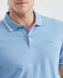 SLIM FIT WHITE STRIPED COLLAR POLO IN BLUE