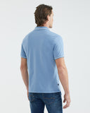 SLIM FIT WHITE STRIPED COLLAR POLO IN BLUE