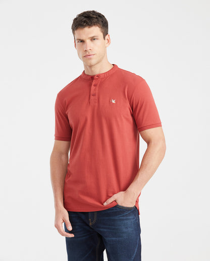 Men's Slim Fit Neru Collar Polo Shirt - Red - 1