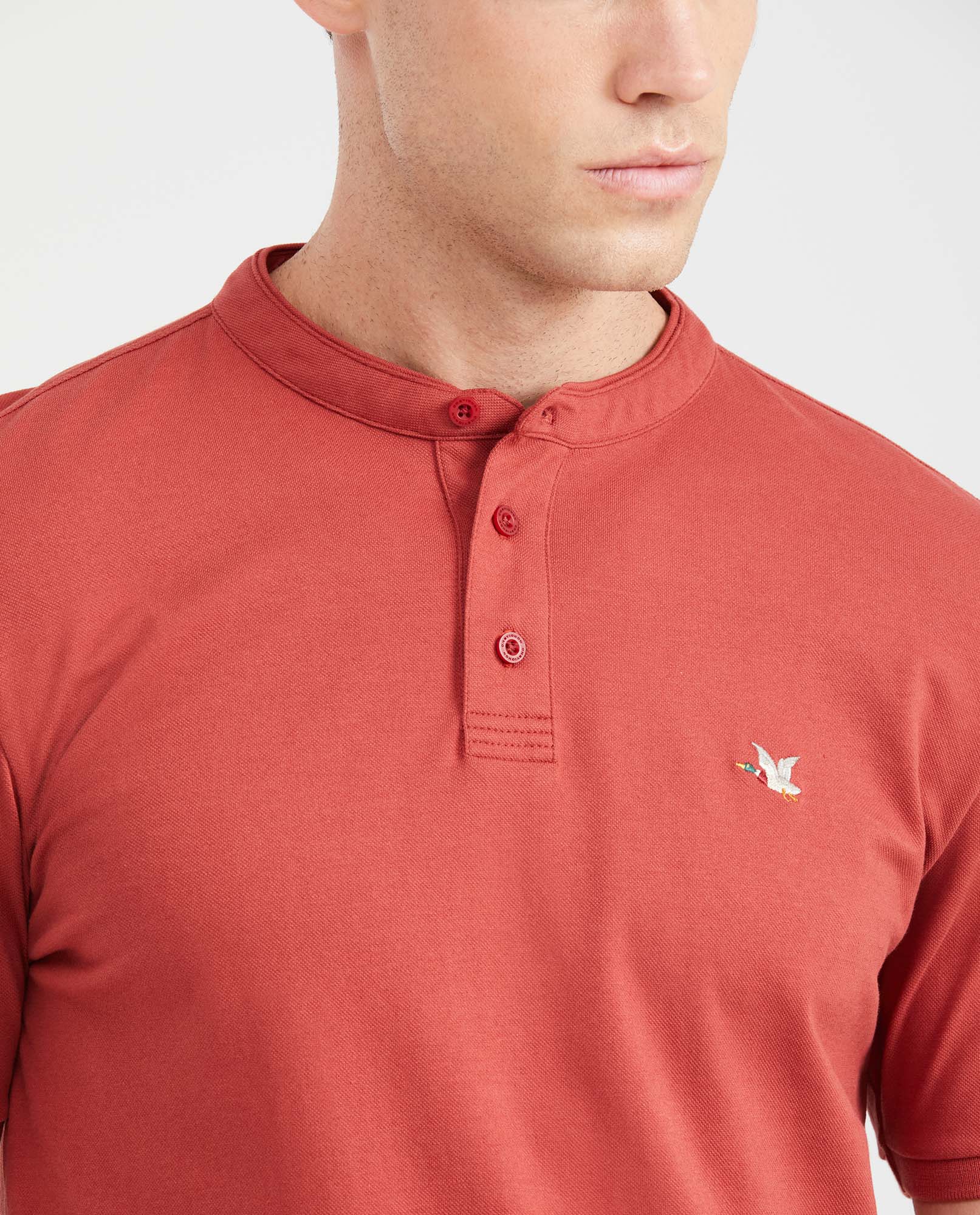 Slim Fit Neru Collar Polo Shirt for Men - Red 601G002 - 2