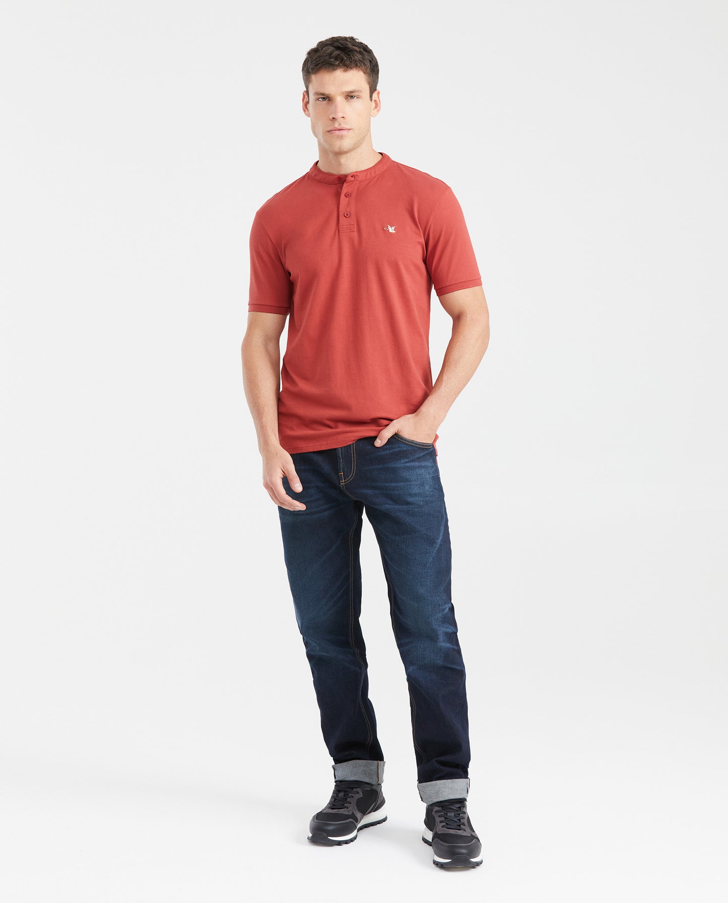 Men's Slim Fit Neru Collar Polo Shirt - Red - 6