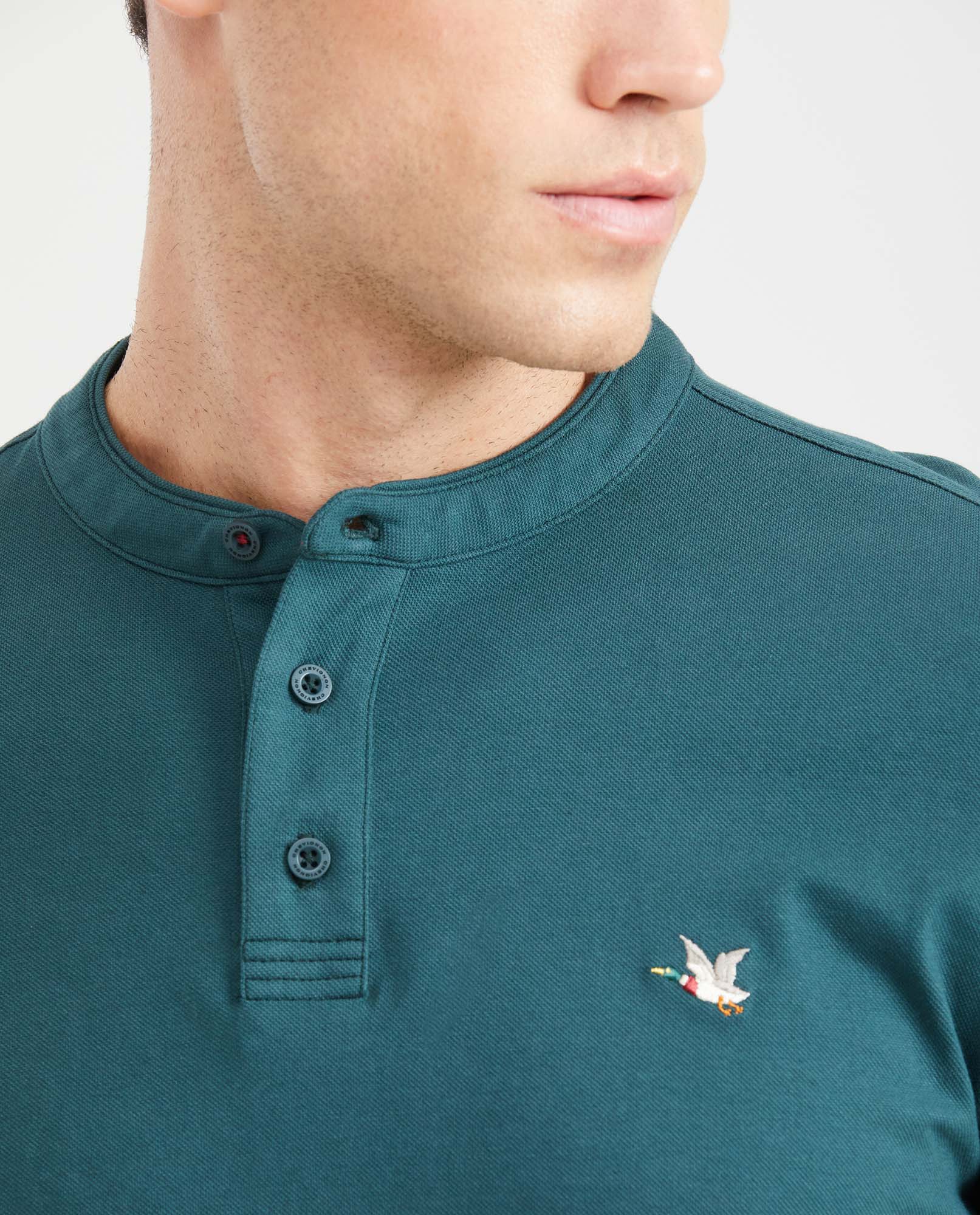 Slim Fit Neru Collar Polo Shirt for Men - Green 601G002 - 2