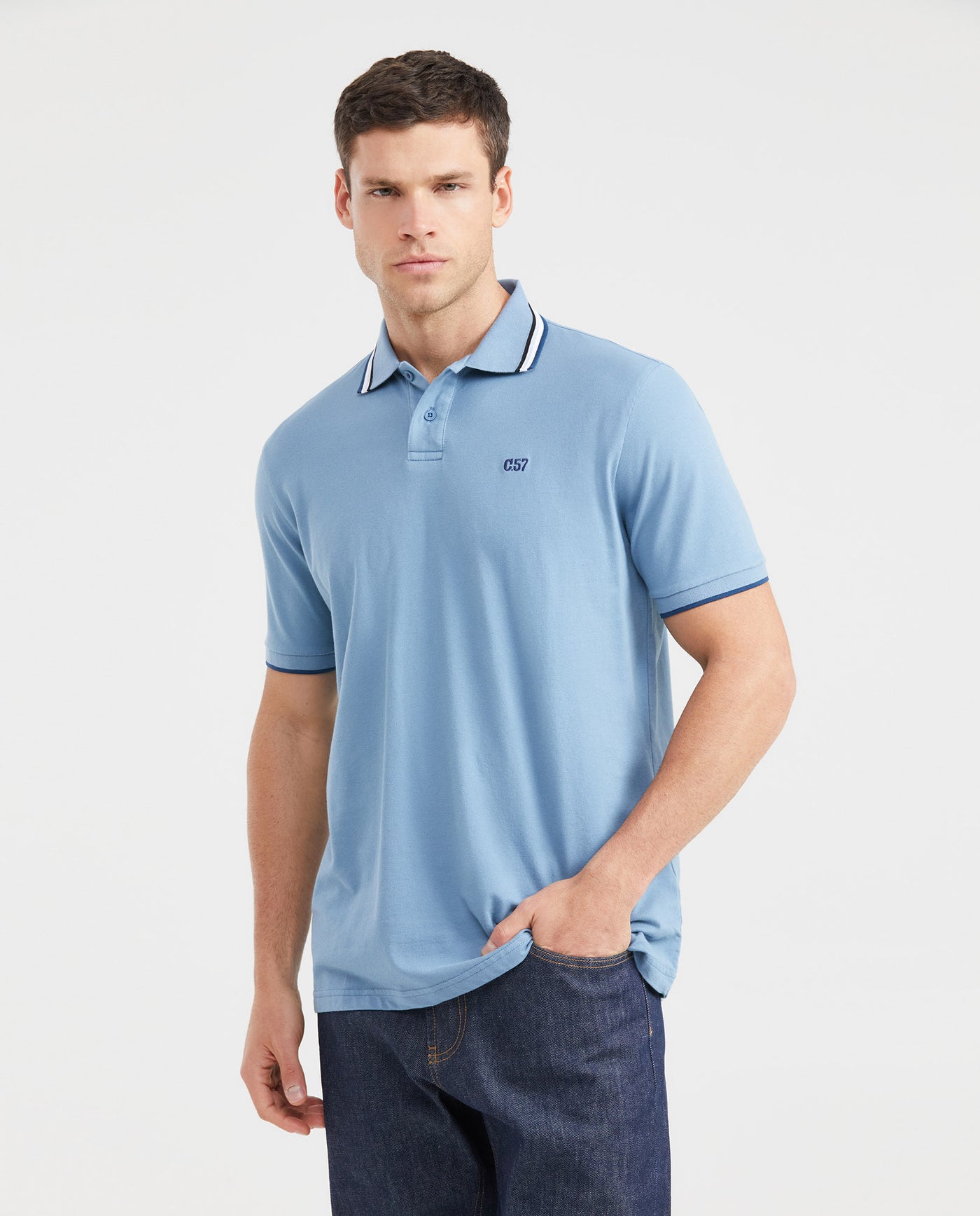 Men's Classic Fit Polo Shirt - Blue 601G010 - 1