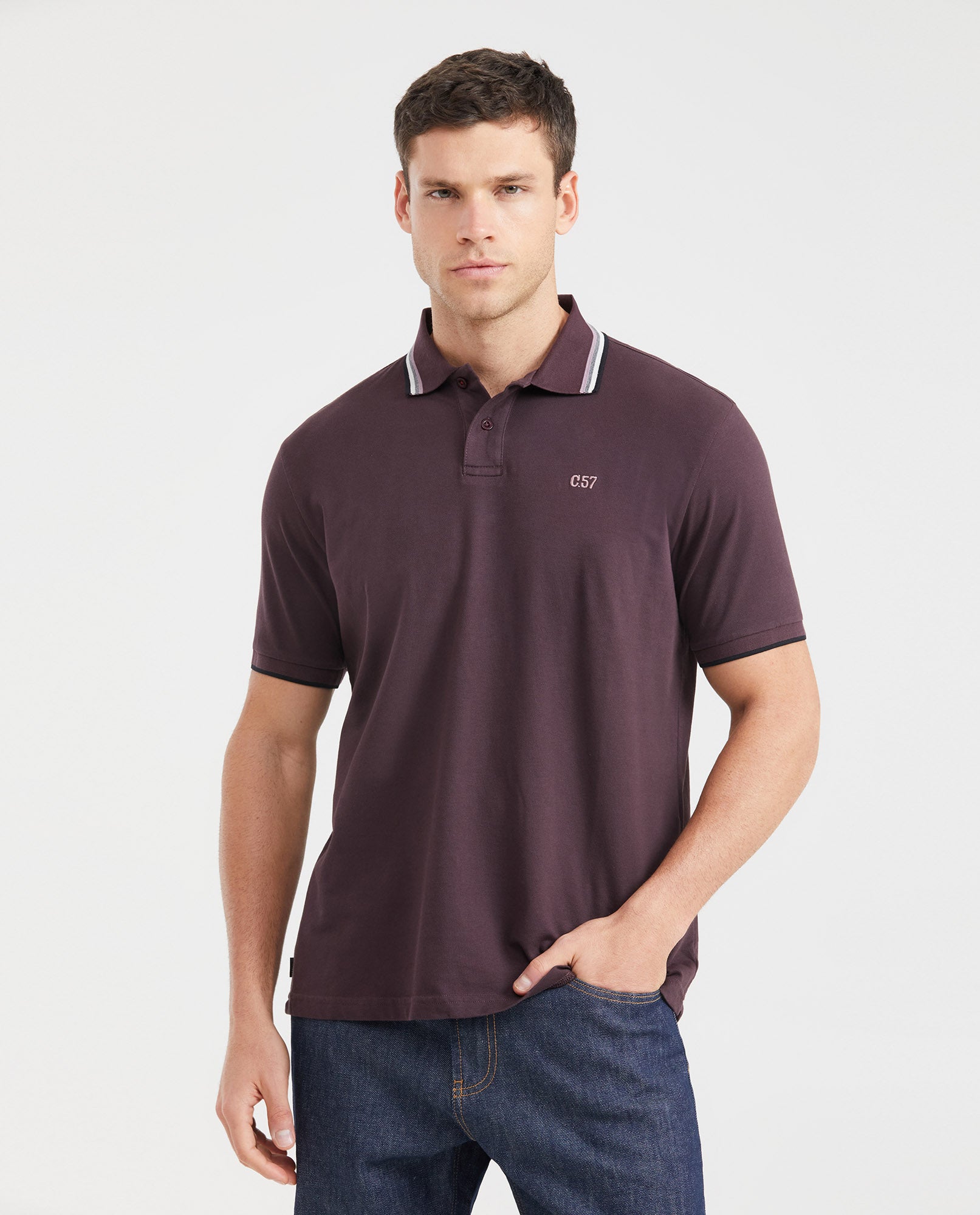 Men's Classic Fit Polo Shirt - Purple 601G010 - 1