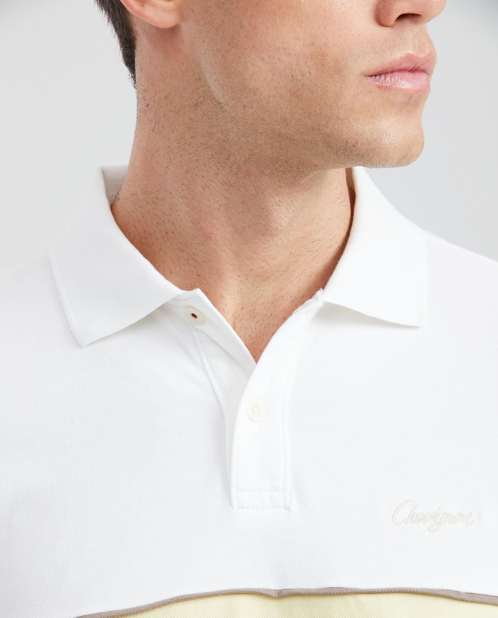 Men's Slim Fit Polo Shirt with Color Blocks - Yellow 601G012 - 2