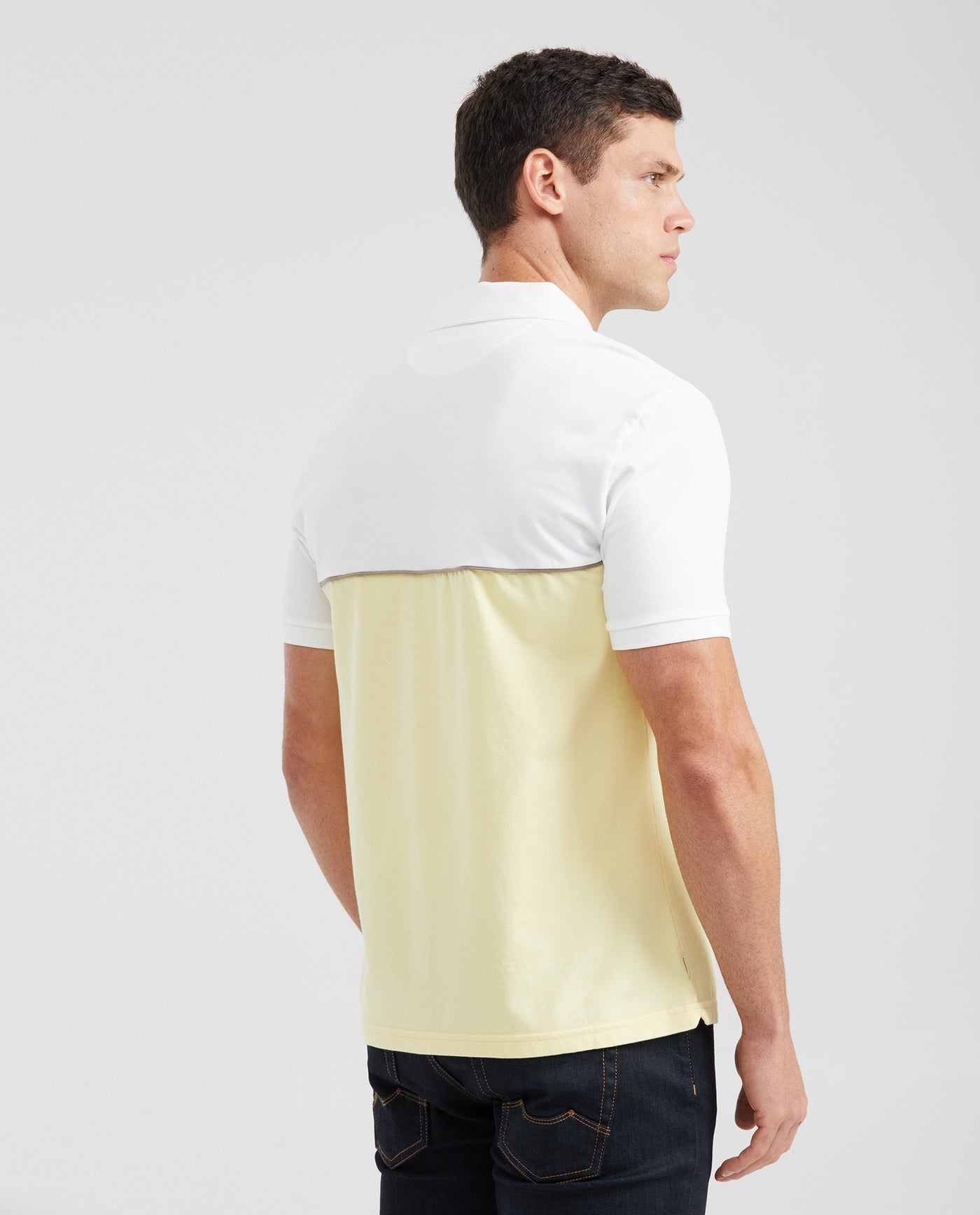 Men's Slim Fit Polo Shirt with Color Blocks - Yellow 601G012 - 4