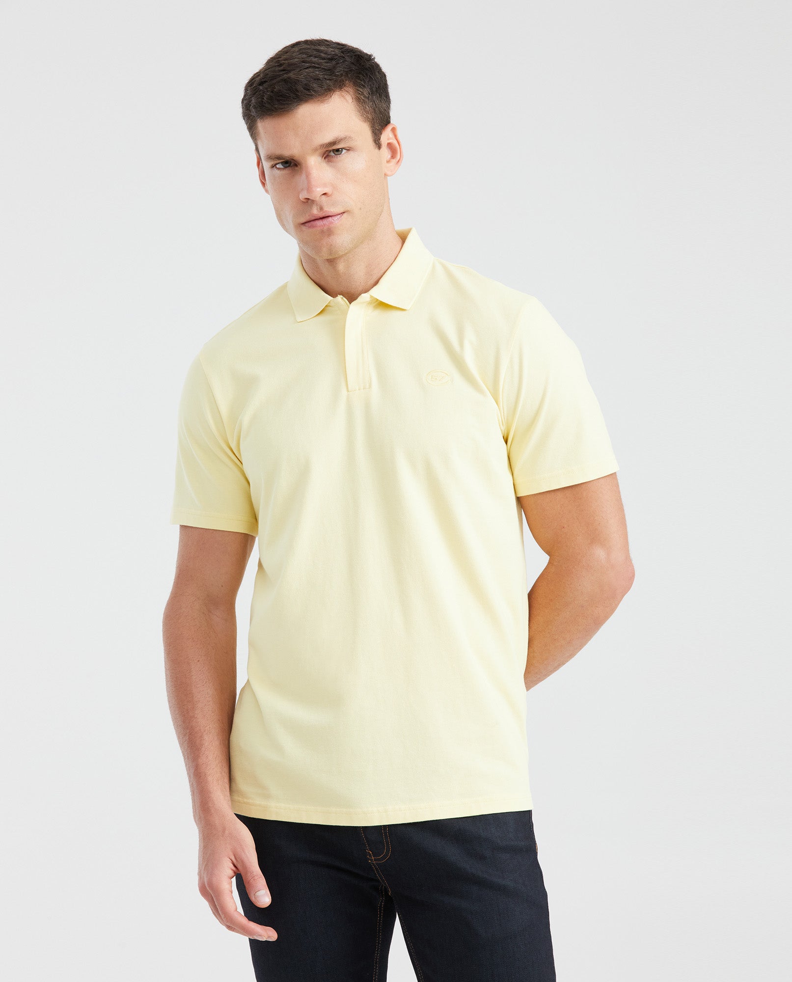 Men's Classic Fit Polo Hidden Closure Piqué in Cotton Stretch Blend - 1