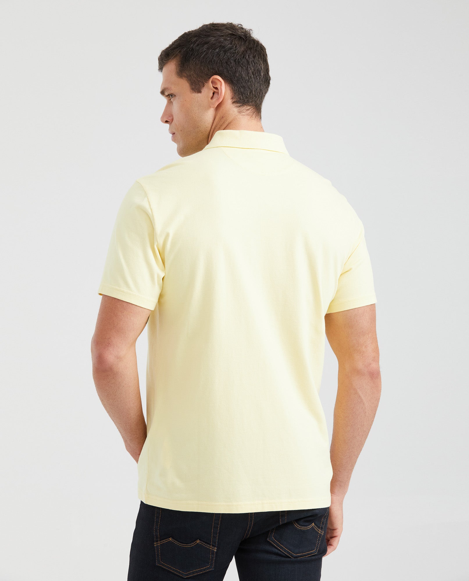 Men's Classic Fit Polo Hidden Closure Piqué in Cotton Stretch Blend - 4