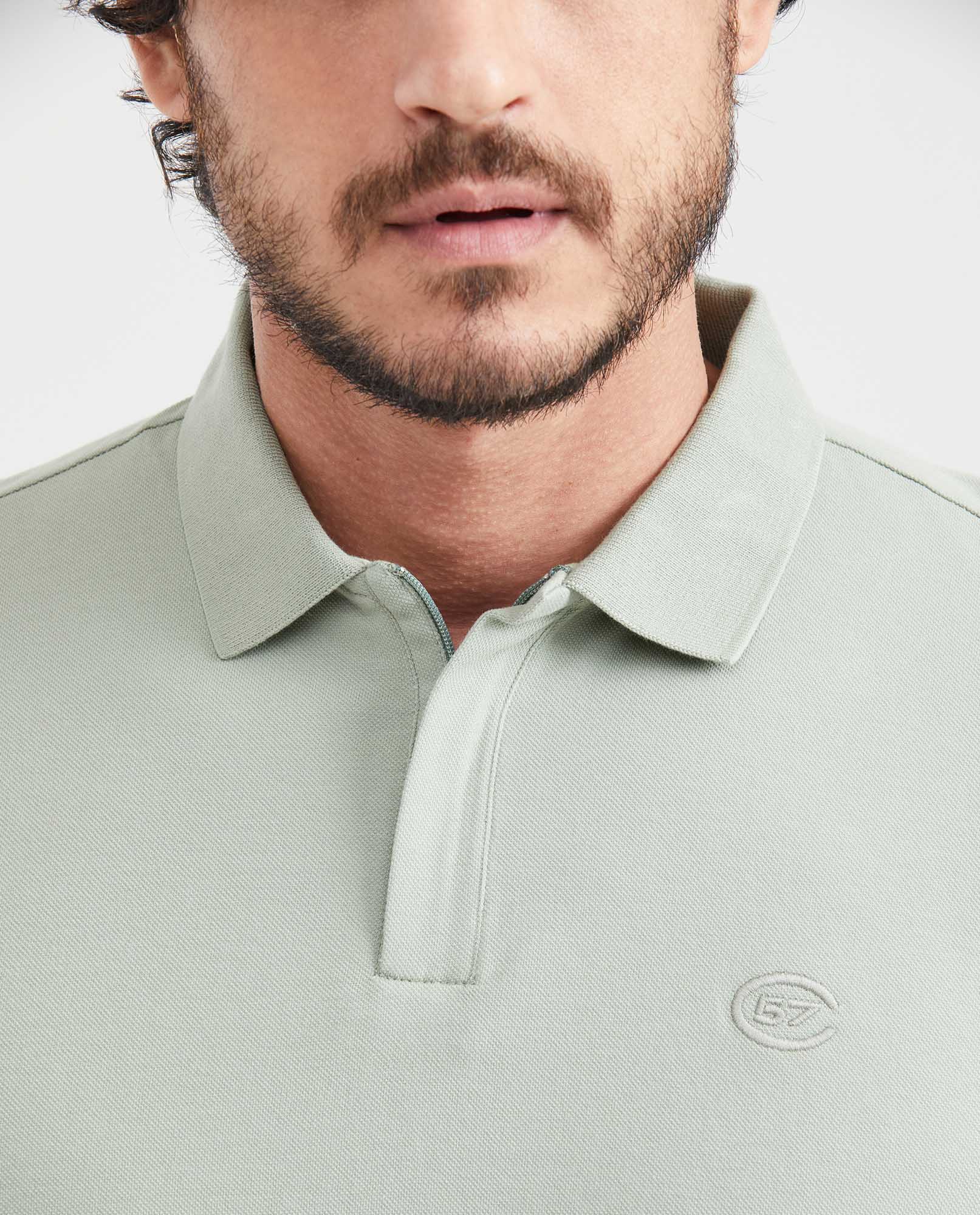 Men's Classic Fit Polo Hidden Closure Piqué in Cotton Stretch Blend - 2