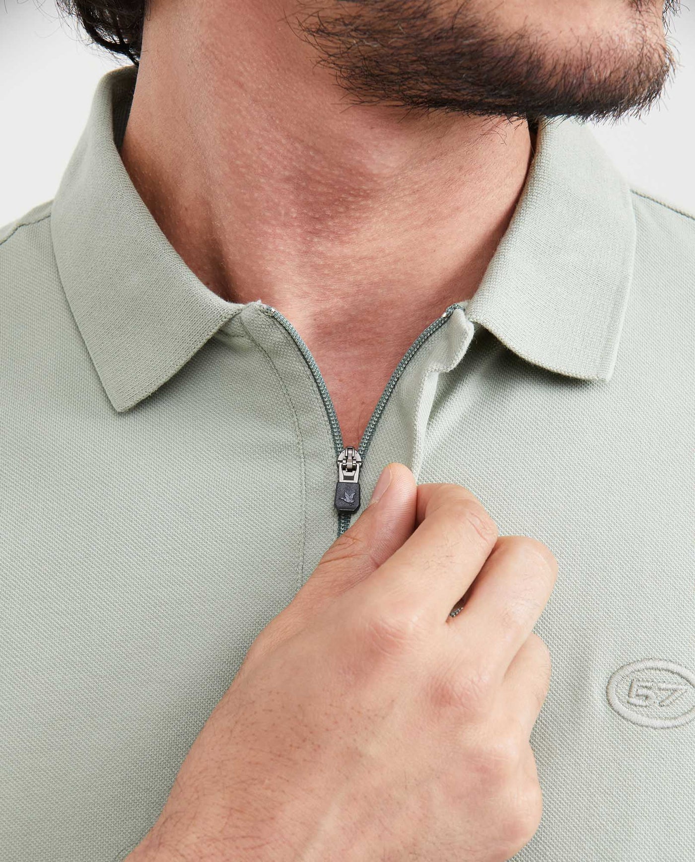Men's Classic Fit Polo Hidden Closure Piqué in Cotton Stretch Blend - 3
