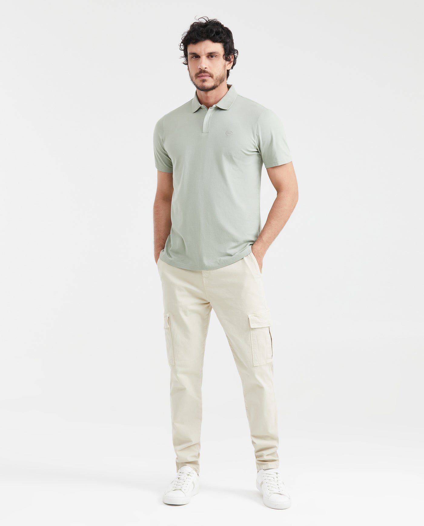 Men's Classic Fit Polo Hidden Closure Piqué in Cotton Stretch Blend - 6