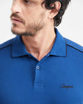 Men's Slim Fit Polo Contrast Piping Piqué in Cotton-Polyester Blend 63_601G016_AZU194029_3