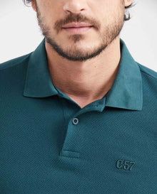 Men's Slim Fit Textured Knit Polo Shirt - Green - 2