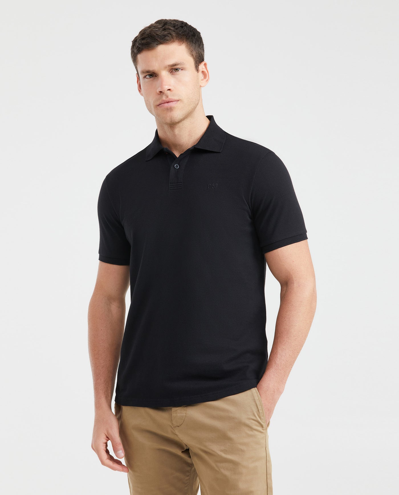 Men's Slim Fit Polo Textured in Cotton Piqué - 1