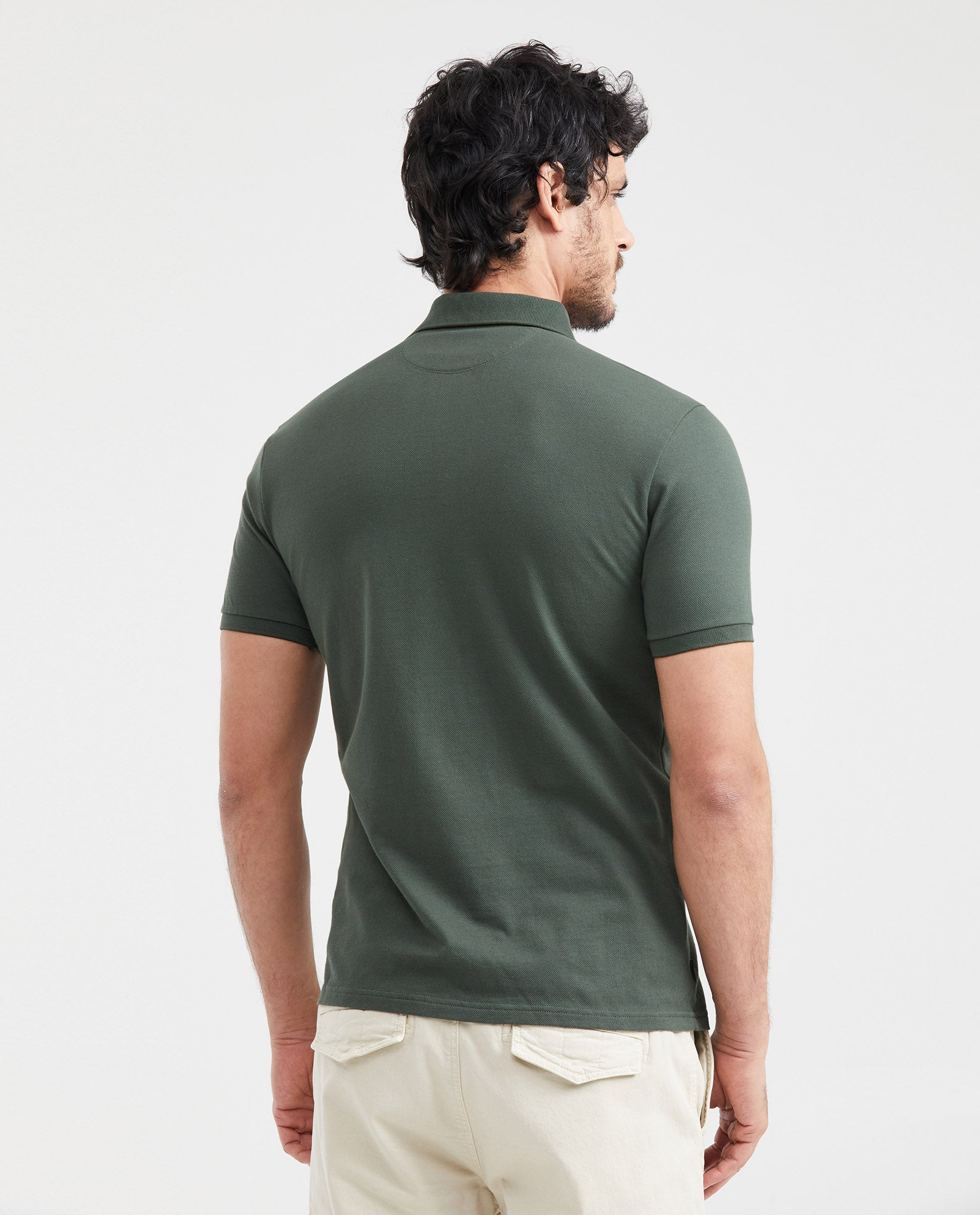 Men's Slim Fit Polo Textured in Cotton Piqué - 3