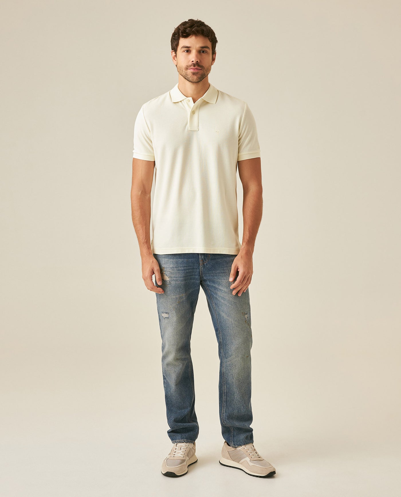 Mens Polo Classic Fit Short Sleeve Cotton Embroidered Duck Heart Cursive Sleeve Logo - Yellow 63_601H000_AMA110615_4