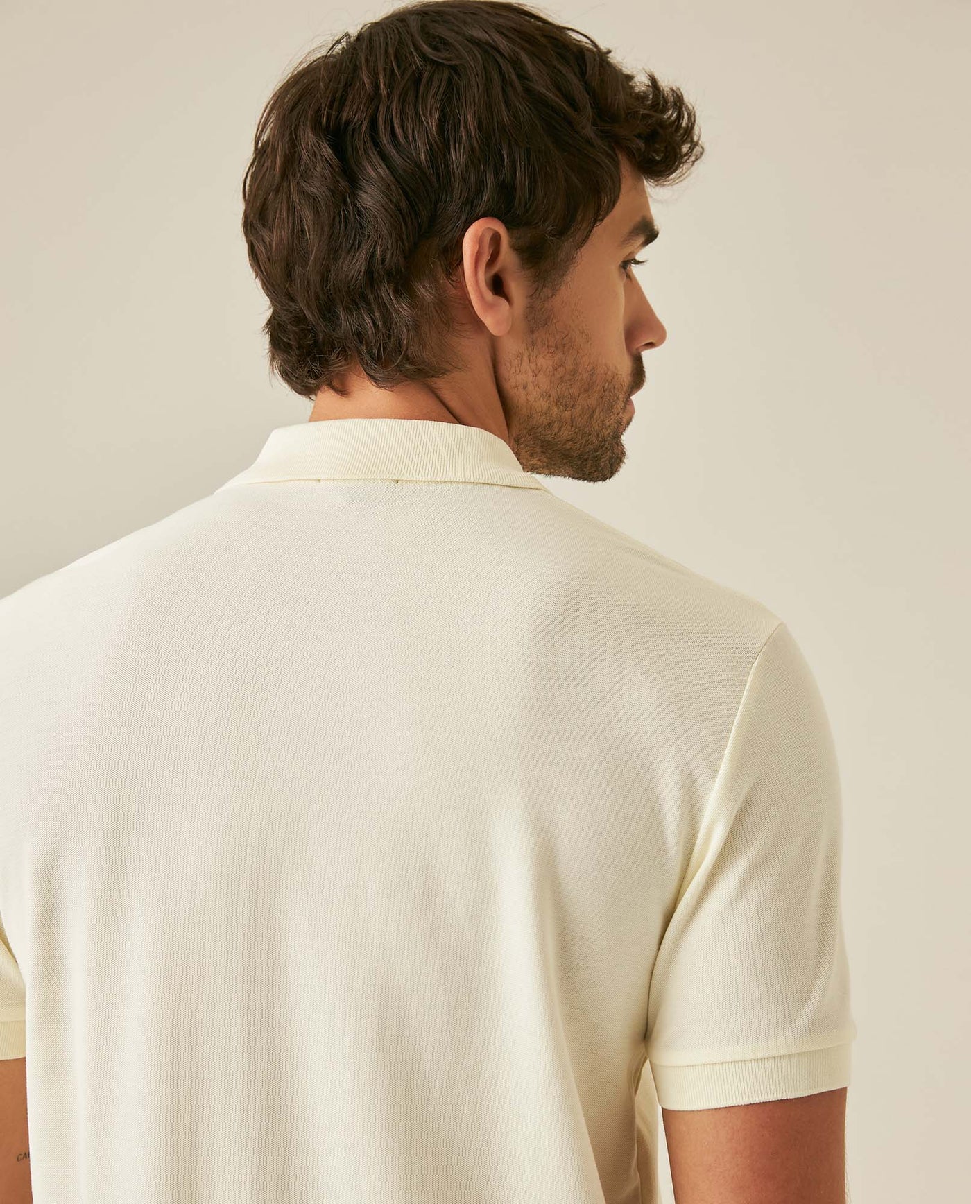 Mens Polo Classic Fit Short Sleeve Cotton Embroidered Duck Heart Cursive Sleeve Logo - Yellow 63_601H000_AMA110615_7