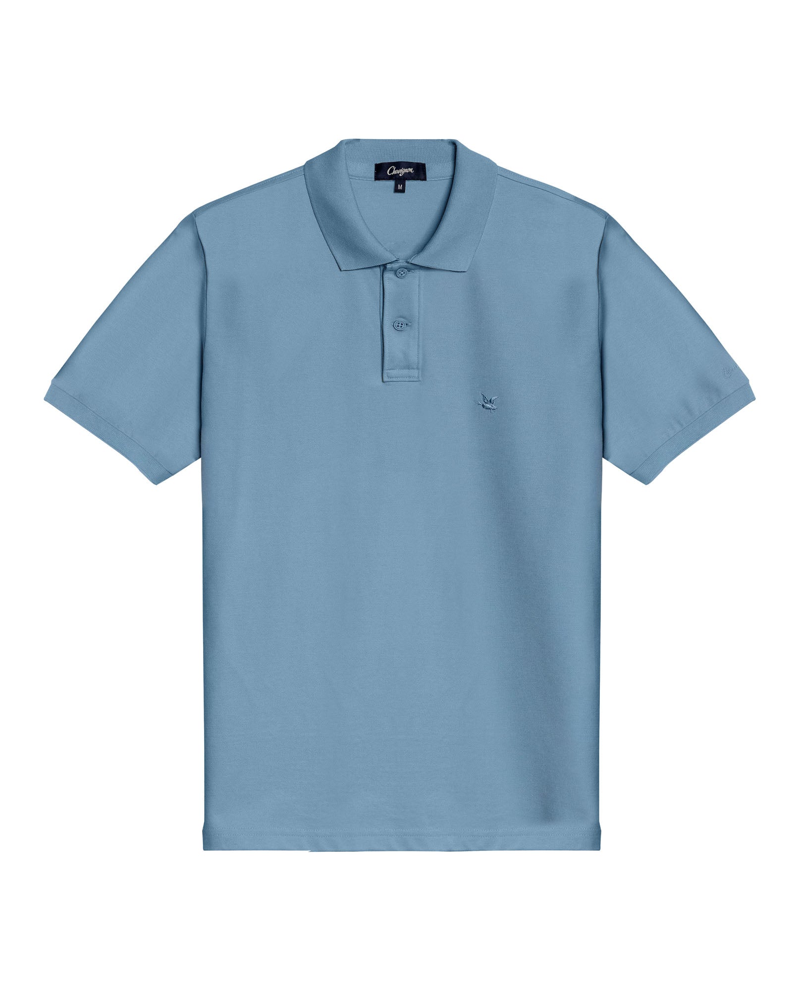 Mens Polo Classic Fit Short Sleeve Cotton Embroidered Duck Heart Cursive Sleeve Logo - Blue 63_601H000_AZU184221_3