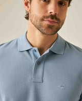 Mens Polo Classic Fit Short Sleeve Cotton Embroidered Duck Heart Cursive Sleeve Logo - Blue 63_601H000_AZU184221_5